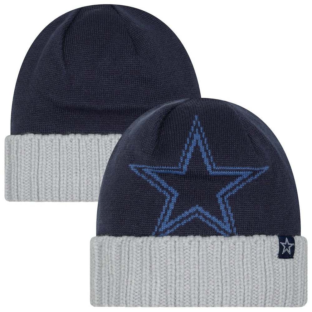 Dallas Cowboys New Era Oversize Cuffed Knit Hat Navy/Gray