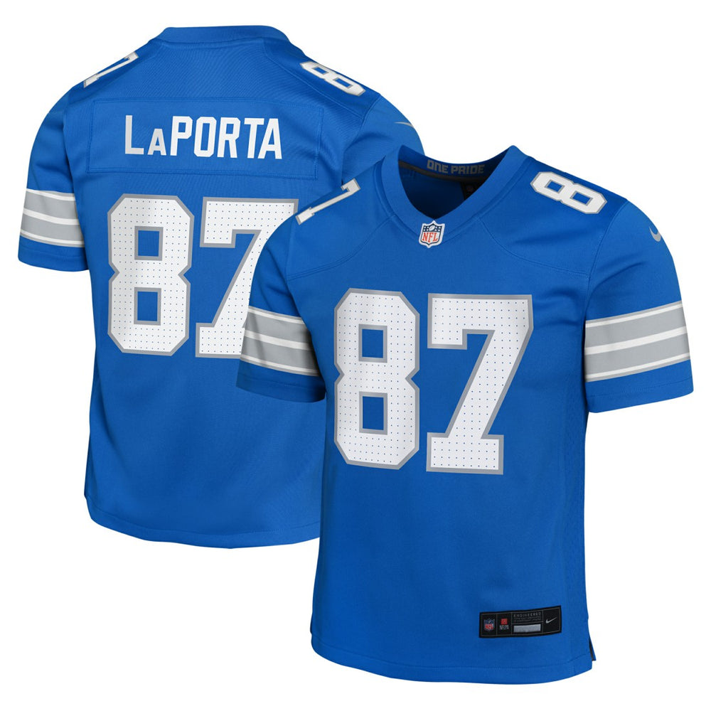 Nike Sam LaPorta Detroit Lions Youth Game Jersey Blue