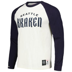 Seattle Kraken Mitchell & Ness Legendary Slub Vintage Raglan Long Sleeve T-Shirt - Cream - NHL 201112934