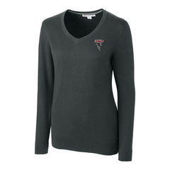 Atlanta Falcons Cutter & Buck Women's Throwback Logo Lakemont Tri-Blend V-Neck Pullover Sweater Heather Charcoal