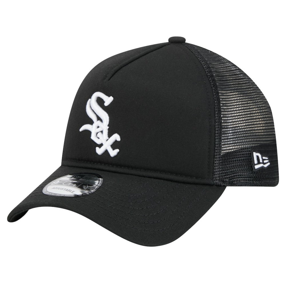 Chicago White Sox New Era 9FORTY A-Frame Trucker Adjustable Hat - Black - New Era Discount