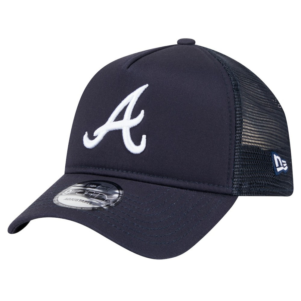 Atlanta Braves New Era 9FORTY A-Frame Trucker Adjustable Hat - Navy - New Era Online
