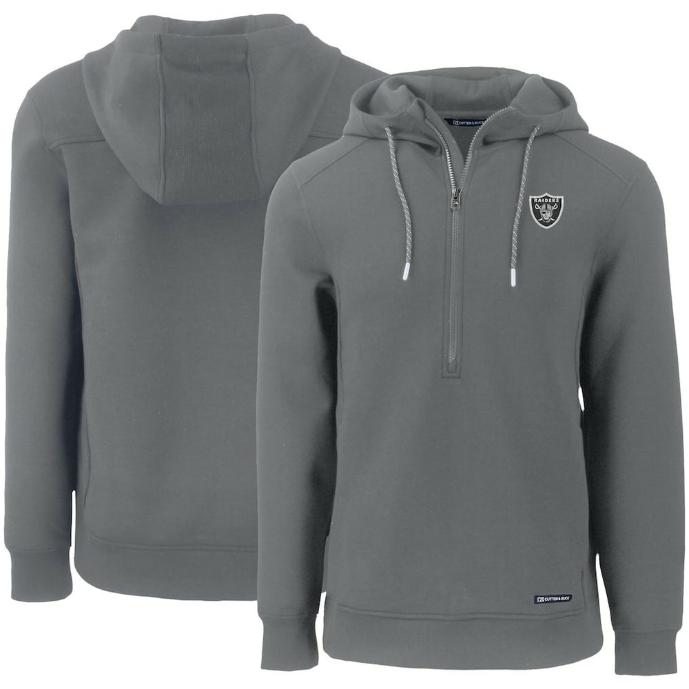 Las Vegas Raiders Cutter & Buck Primary Mark Roam Eco Recycled Half-Zip Pullover Hoodie Gray