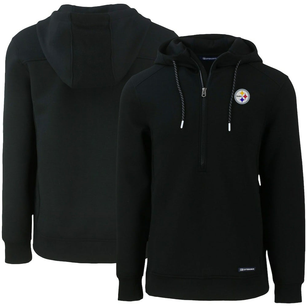 Pittsburgh Steelers Cutter & Buck Primary Mark Roam Eco Recycled Half-Zip Pullover Hoodie Black
