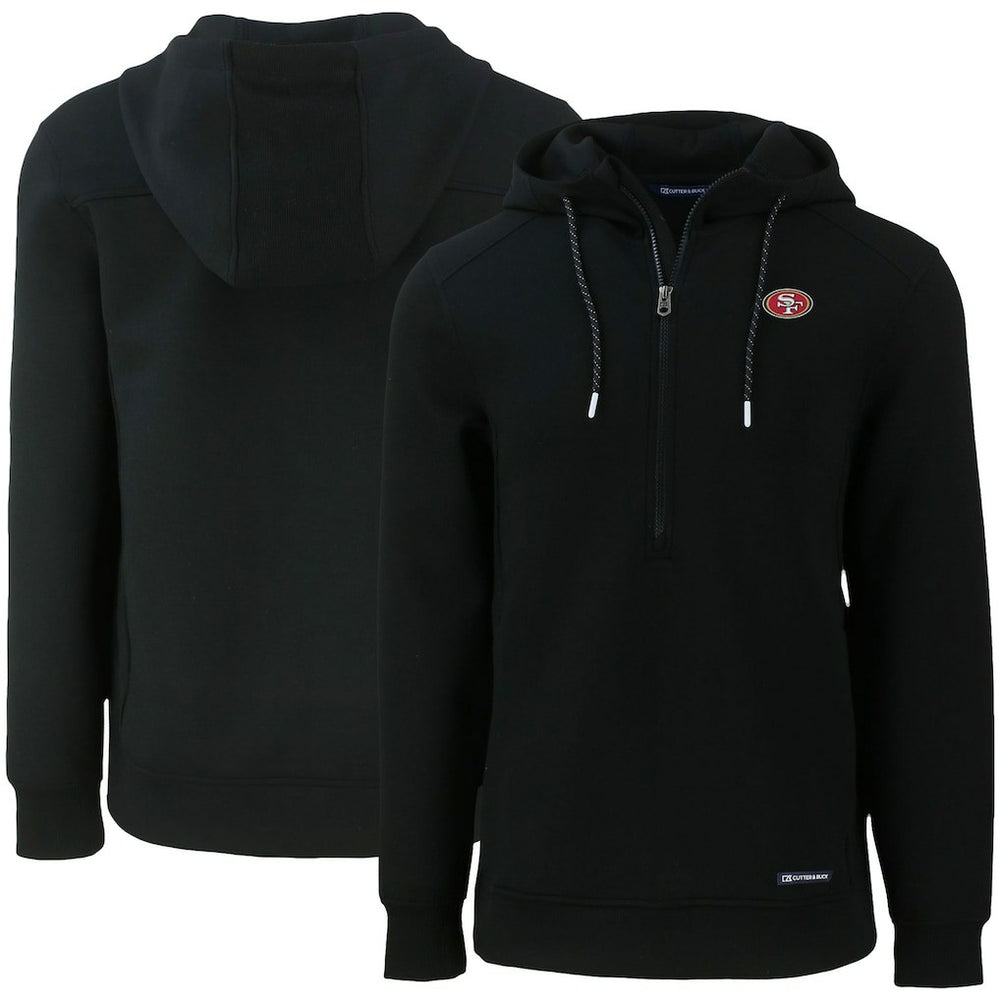 San Francisco 49ers Cutter & Buck Primary Mark Roam Eco Recycled Half-Zip Pullover Hoodie Black