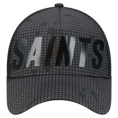 New Orleans Saints New Era Midnight Ink Tonal Text A-Frame Trucker 9FORTY Adjustable Hat Black
