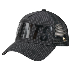 New Orleans Saints New Era Midnight Ink Tonal Text A-Frame Trucker 9FORTY Adjustable Hat Black