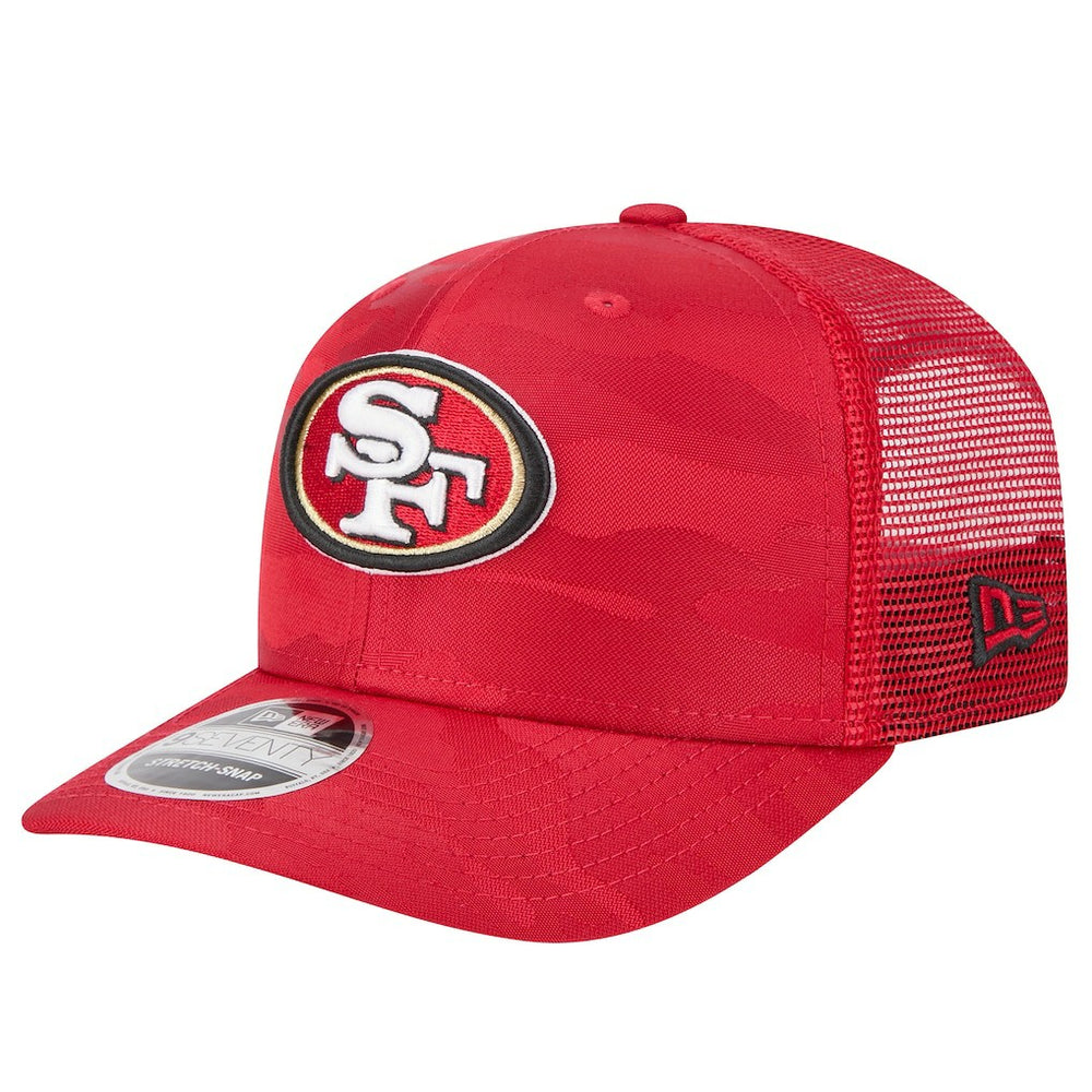 San Francisco 49ers New Era Adventure Camo Trucker 9SEVENTY Stretch-Snap Adjustable Hat Scarlet