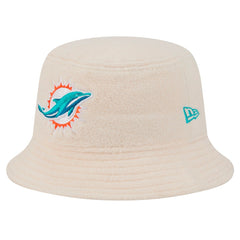 Miami Dolphins New Era Women's Cozy Sherpa Bucket Hat Cream