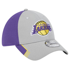 Los Angeles Lakers Active Trim 39THIRTY Flex Hat Gray/Purple | New Era for sale