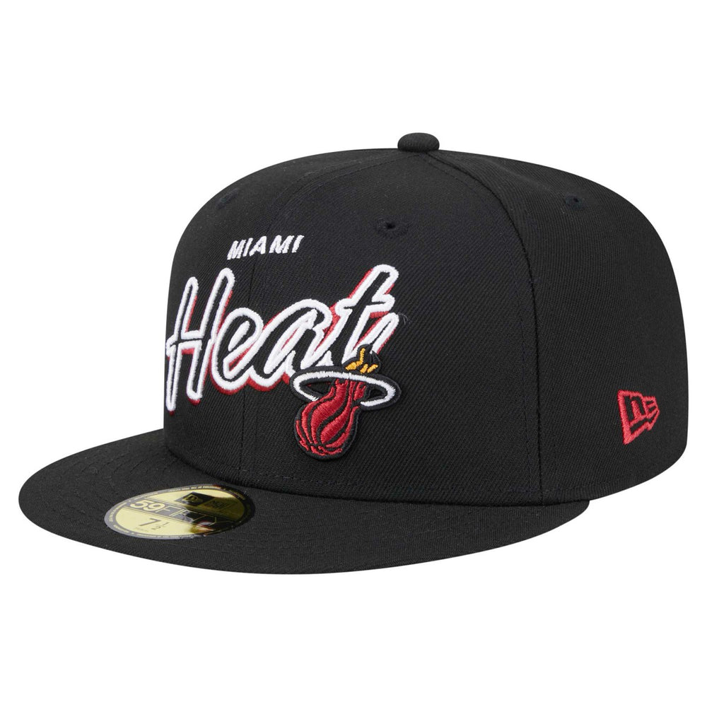 Miami Heat Sport Night Script Sided 59FIFTY Fitted Hat Black | New Era discount