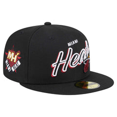 Miami Heat Sport Night Script Sided 59FIFTY Fitted Hat Black | New Era discount