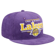 Los Angeles Lakers Throwback Display Corduroy 9FIFTY Snapback Hat Purple | New Era