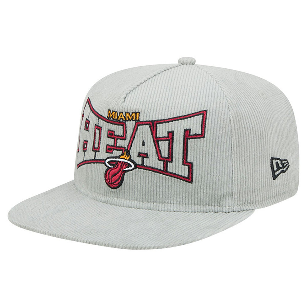 Miami Heat Throwback Corduroy Golfer Snapback Hat Gray | New Era