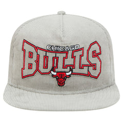 Chicago Bulls Throwback Corduroy Golfer Snapback Hat Gray | New Era