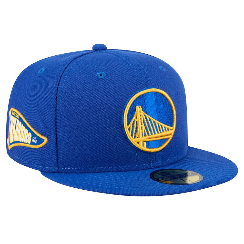 Golden State Warriors Throwback Pennant 59FIFTY Fitted Hat for sale Royal | New Era Near Me