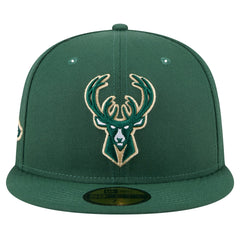 Milwaukee Bucks Throwback Pennant 59FIFTY Fitted Hat Hunter Green | New Era Near Me