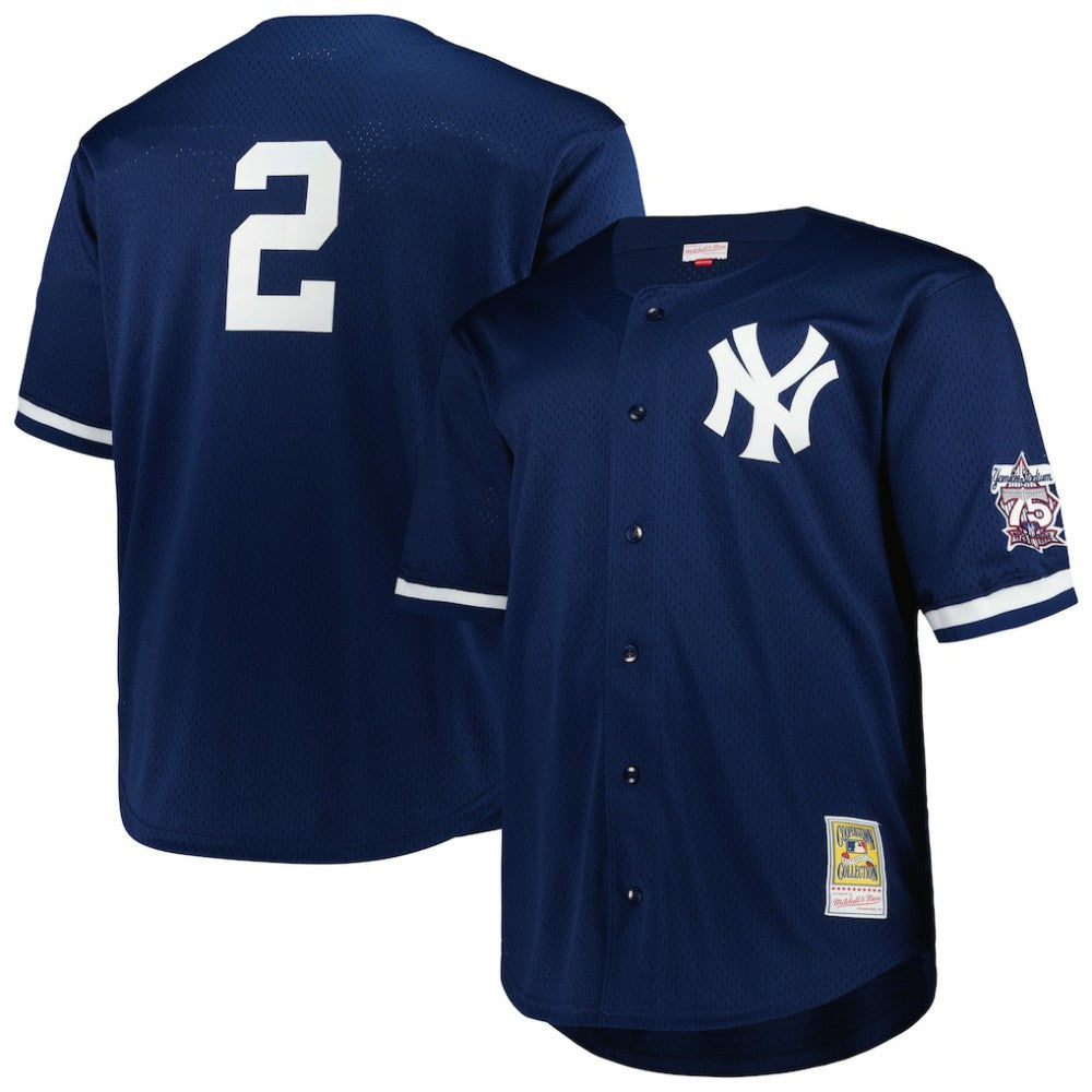 Derek Jeter New York Yankees Mitchell & Ness Big & Tall Cooperstown Mesh Batting Practice Jersey - Navy - Mitchell & Ness Lifestyle