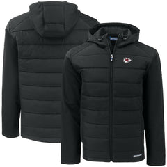 Kansas City Chiefs Cutter & Buck Big & Tall Evoke Hybrid Eco Softshell Recycled Full-Zip Hooded Jacket Black