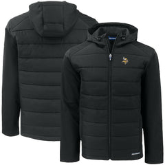 Minnesota Vikings Cutter & Buck Big & Tall Evoke Hybrid Eco Softshell Recycled Full-Zip Hooded Jacket Black