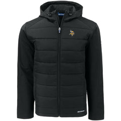 Minnesota Vikings Cutter & Buck Big & Tall Evoke Hybrid Eco Softshell Recycled Full-Zip Hooded Jacket Black