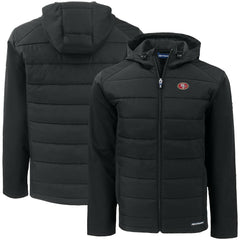 San Francisco 49ers Cutter & Buck Big & Tall Evoke Hybrid Eco Softshell Recycled Full-Zip Hooded Jacket Black