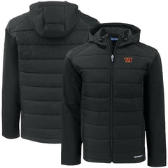Washington Commanders Cutter & Buck Big & Tall Evoke Hybrid Eco Softshell Recycled Full-Zip Hooded Jacket Black