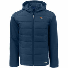 Denver Broncos Cutter & Buck Evoke PrimaLoft Hybrid Eco Softshell Recycled Full-Zip Hooded Jacket Navy
