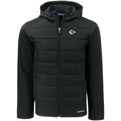 Kansas City Chiefs Cutter & Buck Evoke PrimaLoft Hybrid Eco Softshell Recycled Full-Zip Hooded Jacket Black