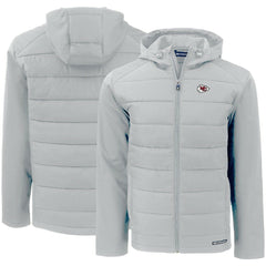 Kansas City Chiefs Cutter & Buck Evoke PrimaLoft Hybrid Eco Softshell Recycled Full-Zip Hooded Jacket Gray