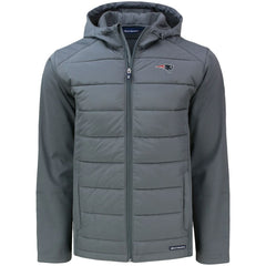 New England Patriots Cutter & Buck Evoke PrimaLoft Hybrid Eco Softshell Recycled Full-Zip Hooded Jacket Gray
