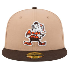 Cleveland Browns New Era Throwback Logo Main 59FIFTY Fitted Hat Tan