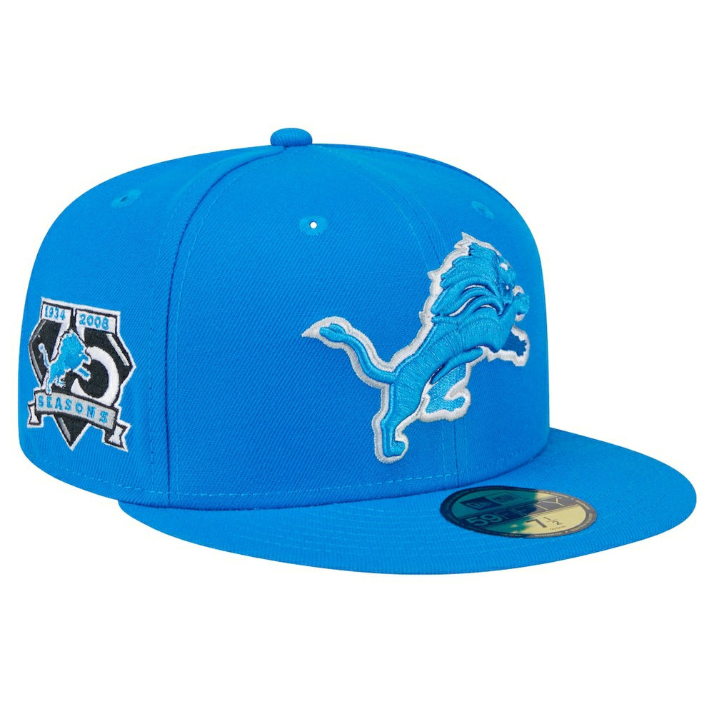 Detroit Lions New Era Main Side Patch 59FIFTY Fitted Hat Blue