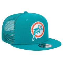 Miami Dolphins New Era Throwback Main Trucker 9FIFTY Snapback Hat Aqua