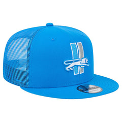 Detroit Lions New Era Throwback Main Trucker 9FIFTY Snapback Hat Blue
