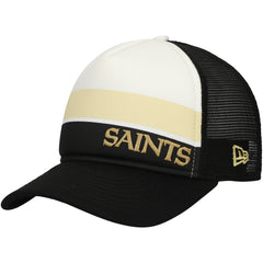 New Orleans Saints New Era Youth Sport Night Color Block 9FORTY A-Frame Trucker Adjustable Hat Black