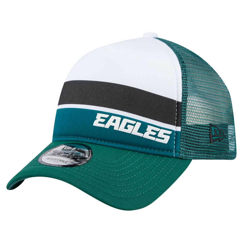 Philadelphia Eagles New Era Youth Sport Night Color Block 9FORTY A-Frame Trucker Adjustable Hat Midnight Green