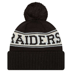 Las Vegas Raiders Youth New Era Retro Cuffed Knit Hat with Pom Black
