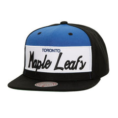 Toronto Maple Leafs Mitchell & Ness Retro Script Colorblock Snapback Hat - Black - NHL 201141489