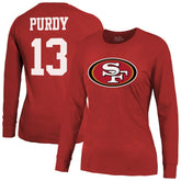 Brock Purdy San Francisco 49ers Majestic Threads Women's Player Name & Number Long Sleeve T-Shirt Scarlet