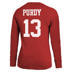 Brock Purdy San Francisco 49ers Majestic Threads Women's Player Name & Number Long Sleeve T-Shirt Scarlet