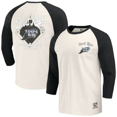 Tampa Bay Rays Darius Rucker Collection by Fanatics Cooperstown Collection Raglan 3/4-Sleeve T-Shirt - Black/White - Fanatics Online