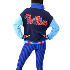 Philadelphia Phillies Terez Women's Classic Colorblock Quarter-Zip Sweatshirt - Navy/Blue - MLB on Sale