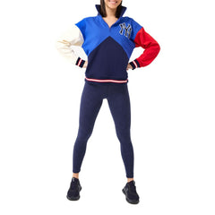 New York Yankees Terez Women's Classic Colorblock Quarter-Zip Sweatshirt - Blue/Navy - MLB Discount