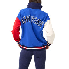 New York Yankees Terez Women's Classic Colorblock Quarter-Zip Sweatshirt - Blue/Navy - MLB Discount