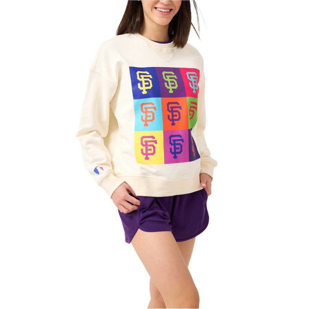 San Francisco Giants Terez Women's Classic Oversized Pullover Sweatshirt - Cream - MLB Lifestyle