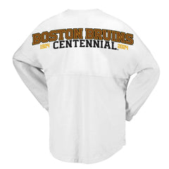 Boston Bruins Fanatics Women's 100th Anniversary Spirit Jersey T-Shirt - White - NHL 201153715