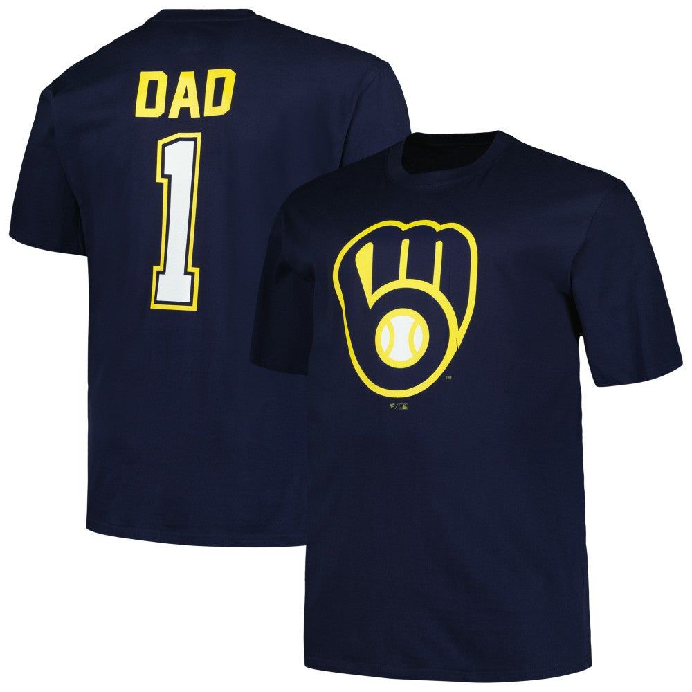 Milwaukee Brewers Profile Big & Tall #1 Dad T-Shirt - Navy - MLB Sale