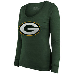 Jordan Love Green Bay Packers Majestic Threads Women's Name & Number Long Sleeve Scoop Neck Tri-Blend T-Shirt – Green