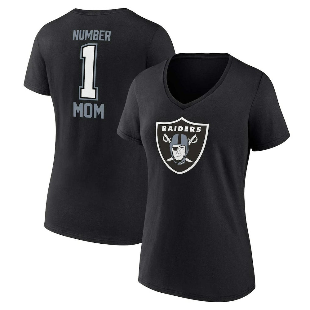 Fanatics Las Vegas Raiders Women's Plus Size Mother's Day #1 Mom V-Neck T-Shirt Black